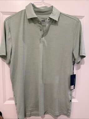 Men's Light Sage Polo Shirt - Vintage Summer Soft Cotton